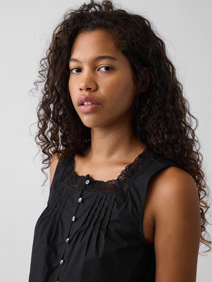 Image number 4 showing, Poplin Pintuck Shell Top