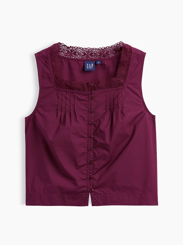 Image number 5 showing, Poplin Pintuck Shell Top