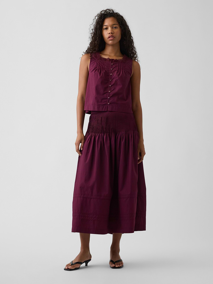 Image number 1 showing, Poplin Pintuck Maxi Skirt