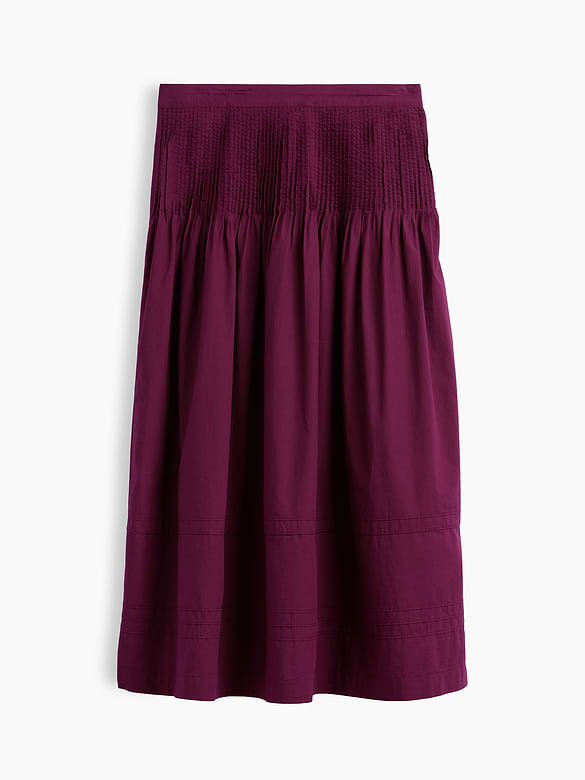 Poplin Pintuck Maxi Skirt
