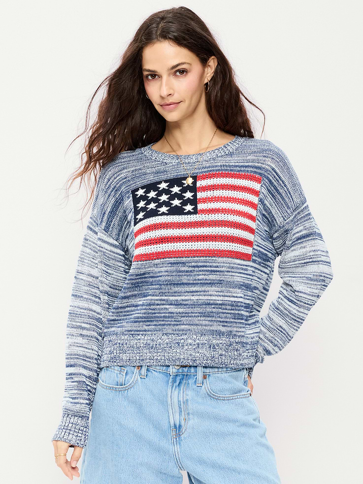 Image number 1 showing, Seaside Cotton Long-Sleeve Flag Sweater