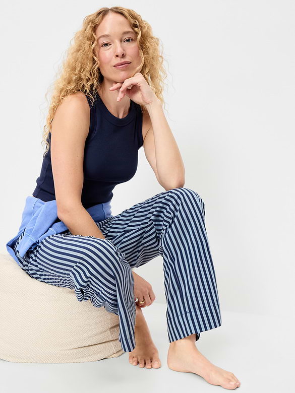 High-Waisted Poplin Pajama Pant