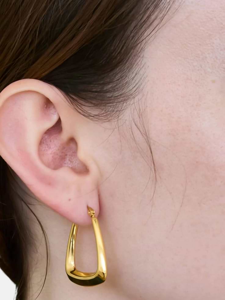 Image number 2 showing, Admiral Row Medium Gold Triangle Hoop Earrings