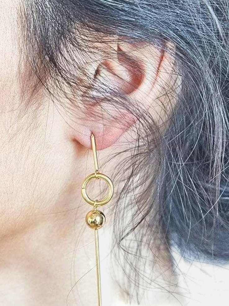 Image number 2 showing, Admiral Row Gold Geometric Circle Drop Earrings