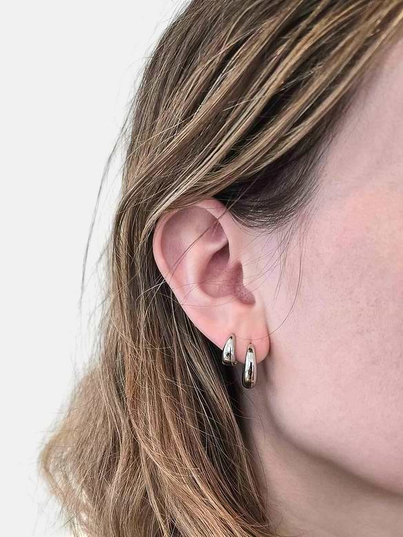 Admiral Row Silver Medium Double Pack - Hoop Earrings