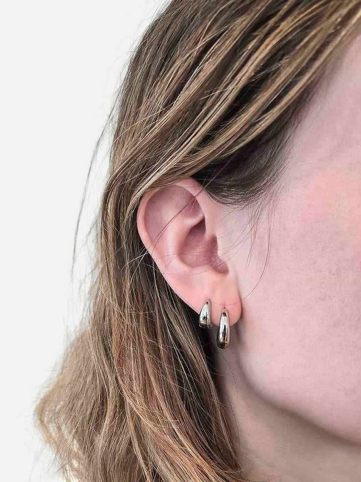Image number 2 showing, Admiral Row Silver Medium Double Pack - Hoop Earrings