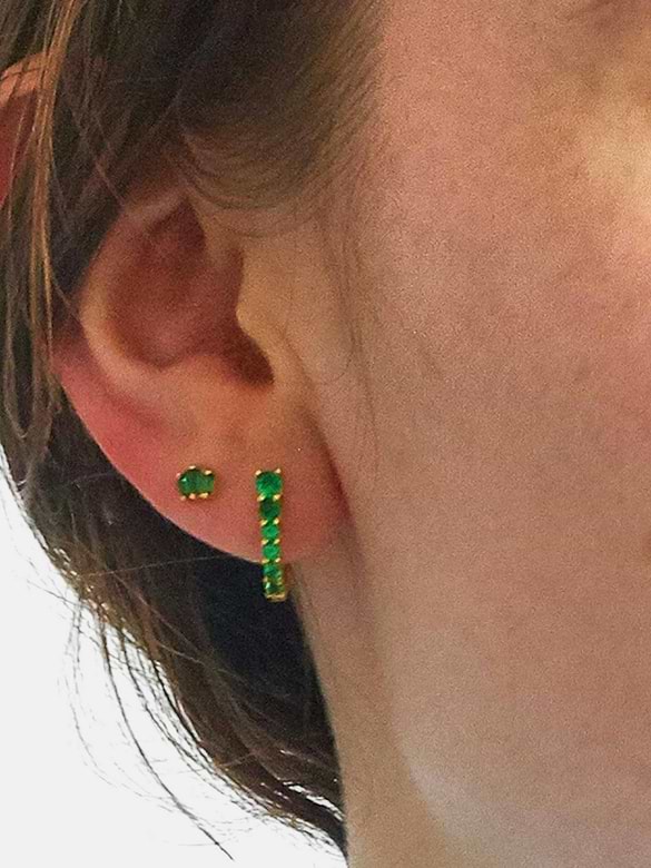 Admiral Row Green CZ Huggie Hoop Earrings
