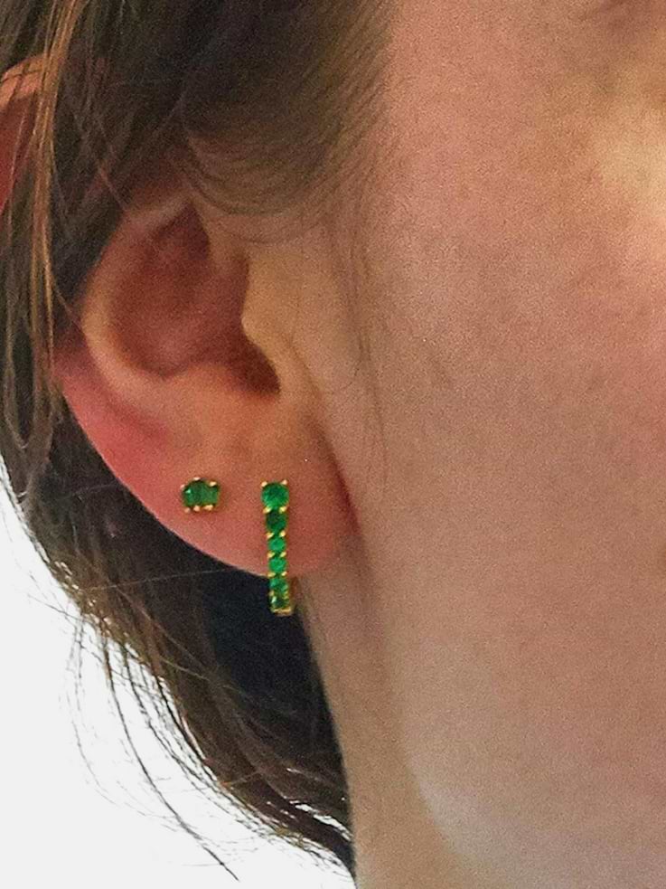 Image number 3 showing, Admiral Row Green CZ Huggie Hoop Earrings