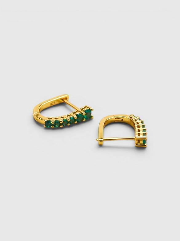 Admiral Row Green CZ Huggie Hoop Earrings