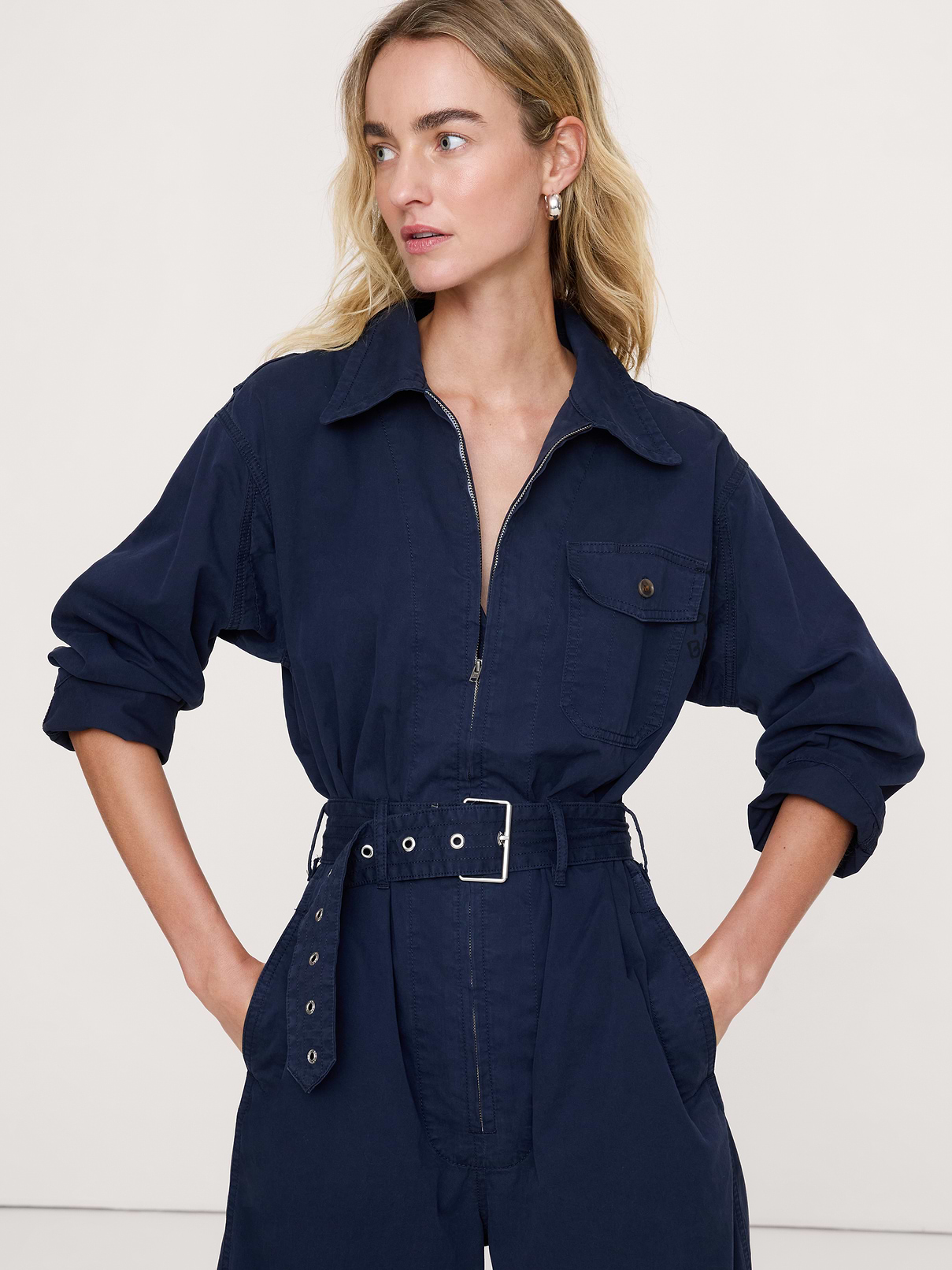 Image number 7 showing, Cotton Twill Zip Jumpsuit