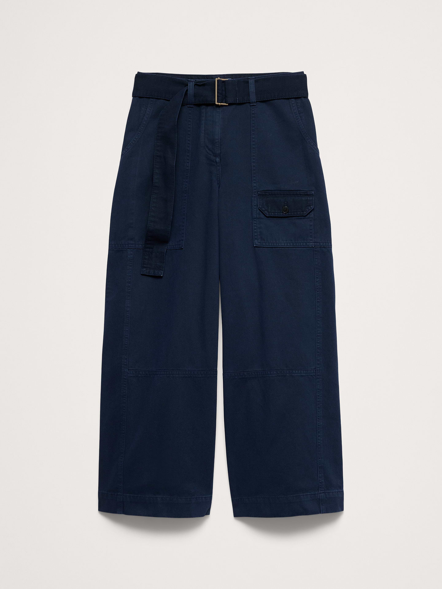 Image number 8 showing, High-Rise Wide-Leg Cotton Utility Pant