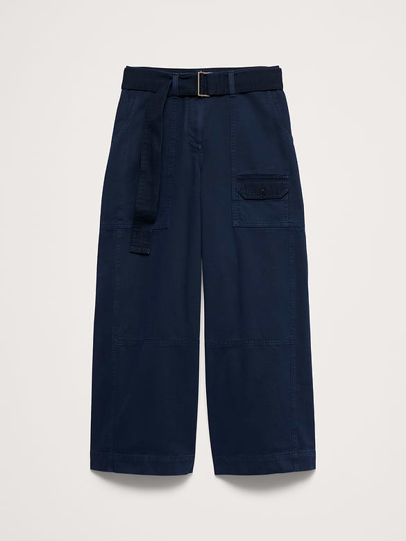 High-Rise Wide-Leg Cotton Utility Pant