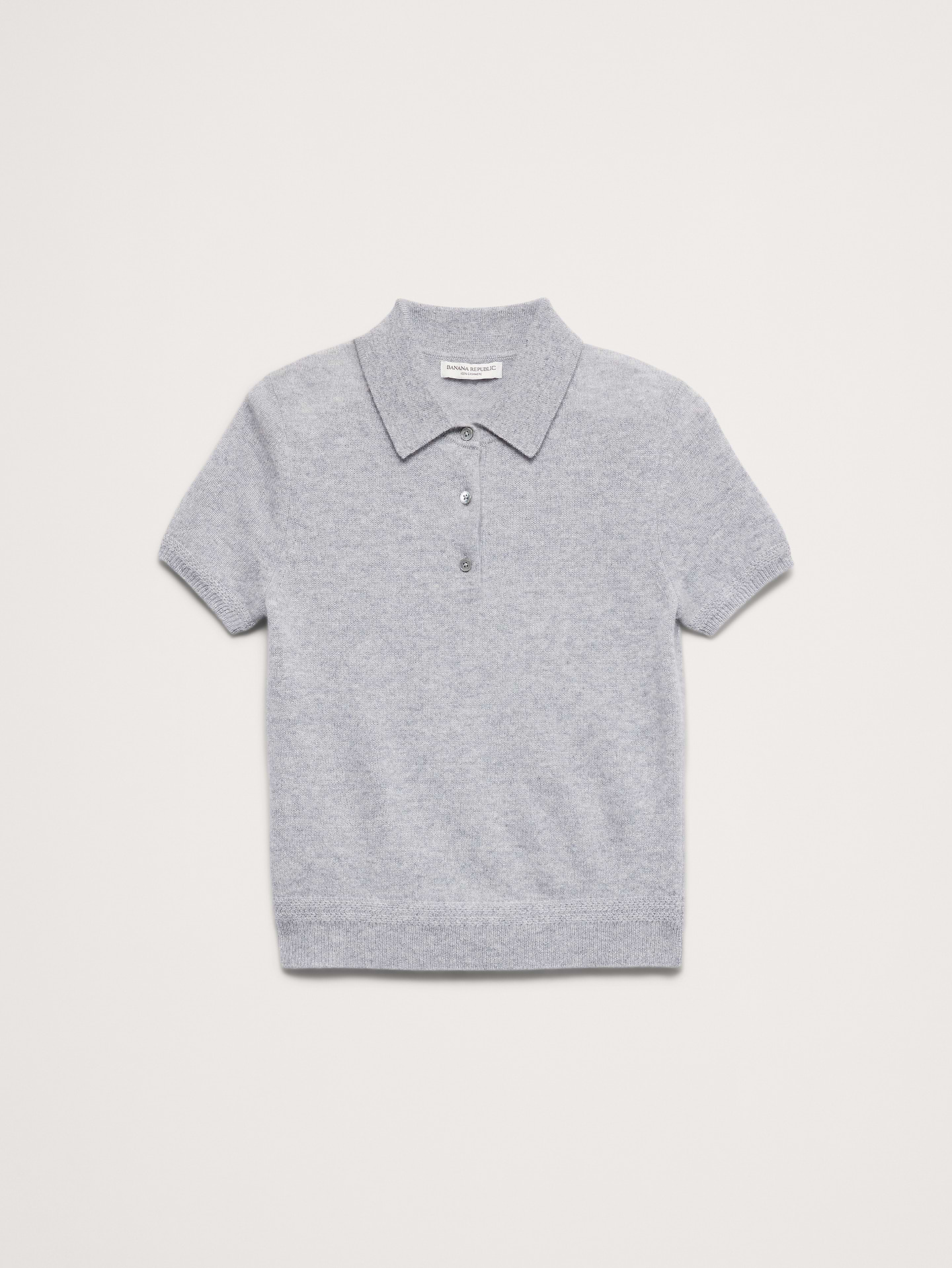 Image 5 of 8, Lightweight Cashmere Short-Sleeve Sweater Polo