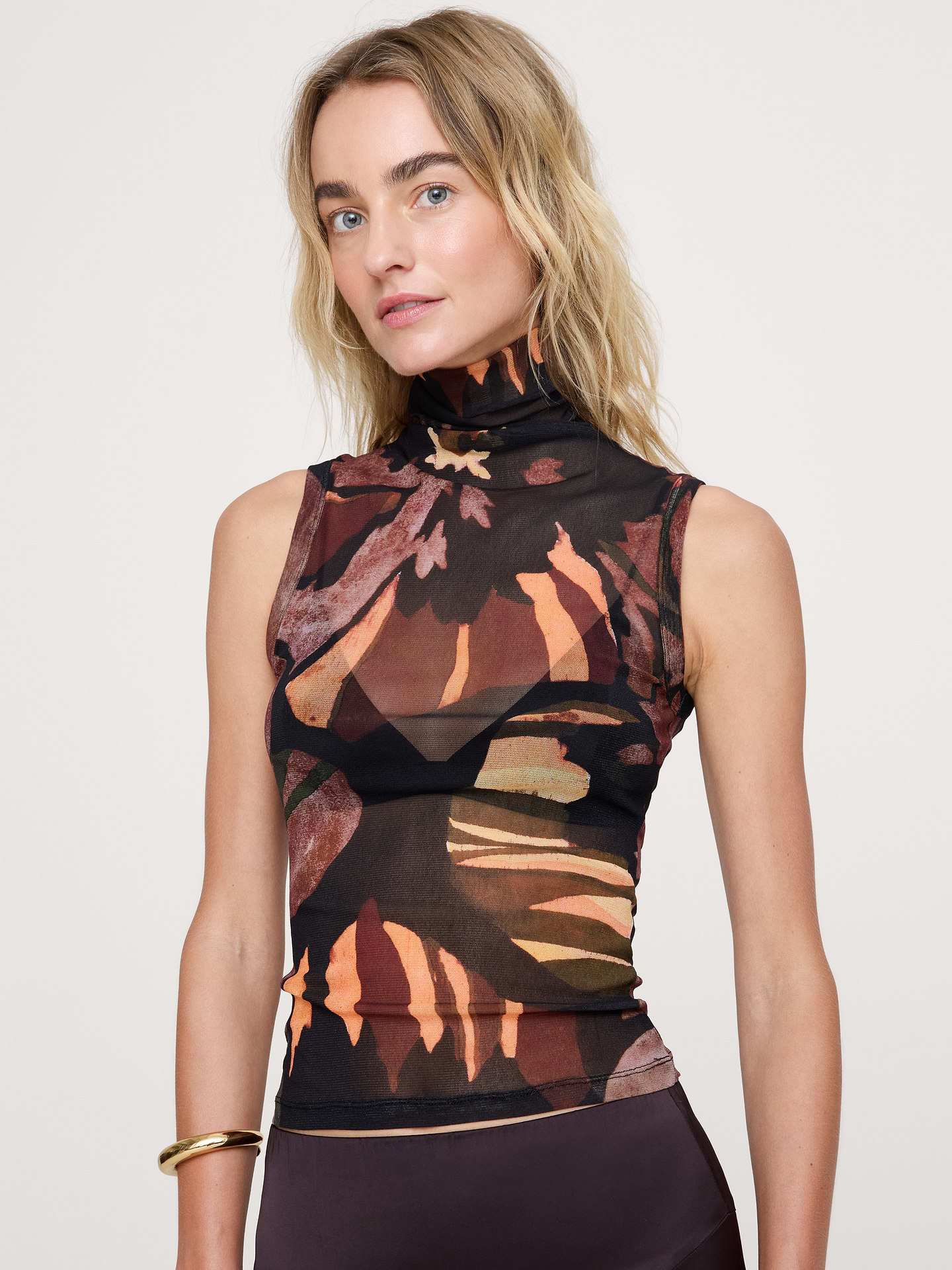 Image number 3 showing, Mesh Turtleneck Tank
