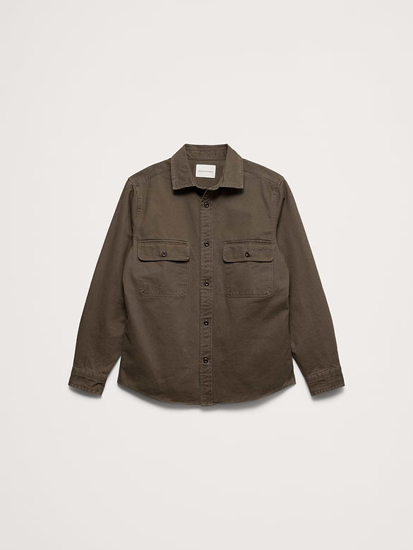 Veste-chemise en sergé de coton