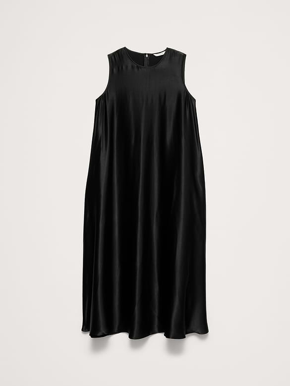 Aurelia Italian Satin Sleeveless Trapeze Dress