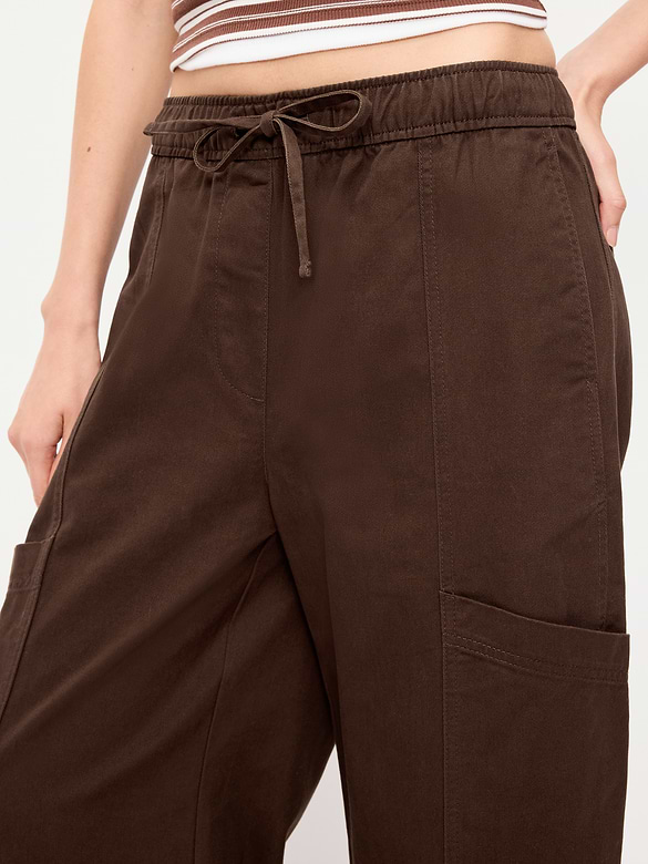 Mid-Rise Barrel-Leg Utility Pants