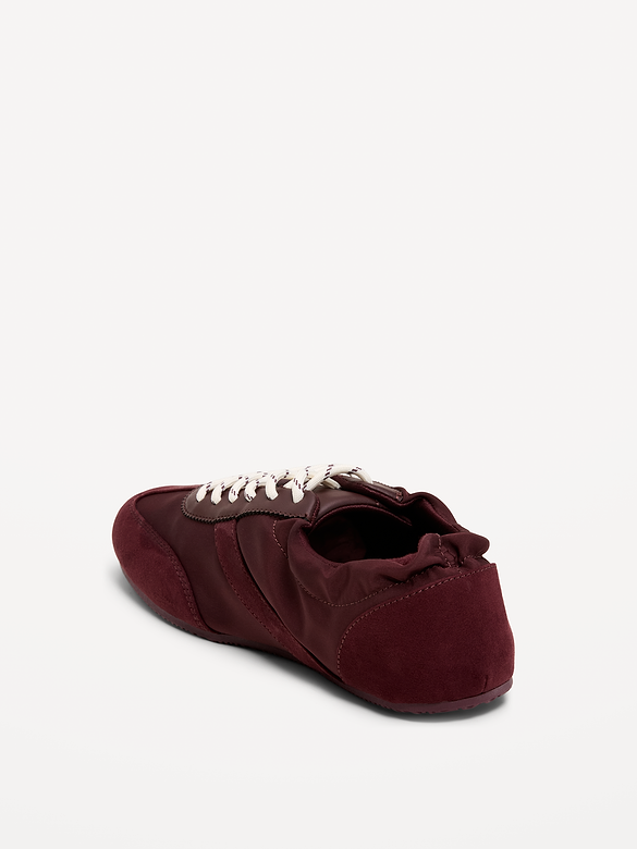 Ruched Lace-Up Sneakers for Women