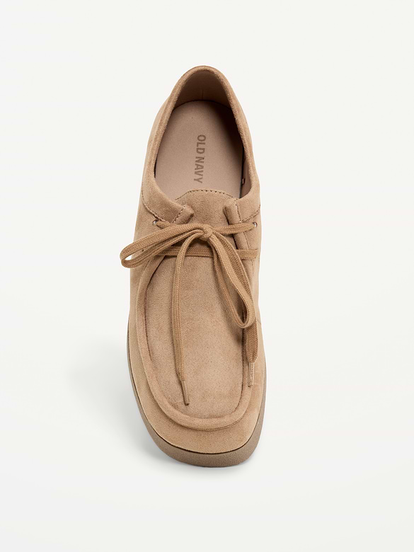 Faux-Suede Lace-Up Derby Boots for Women