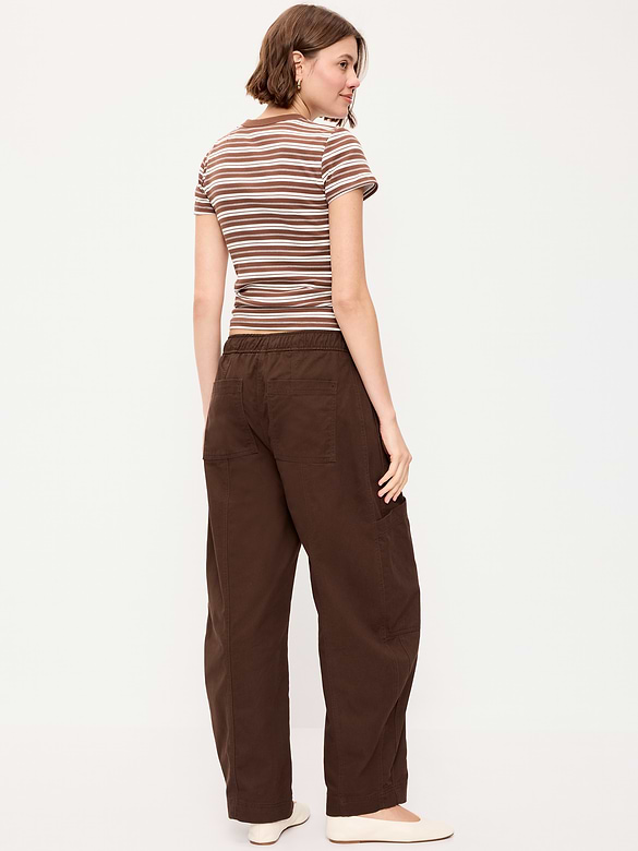 Mid-Rise Barrel-Leg Utility Pants