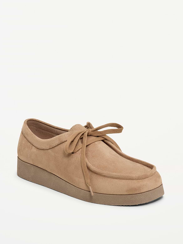 Faux-Suede Lace-Up Derby Boots for Women