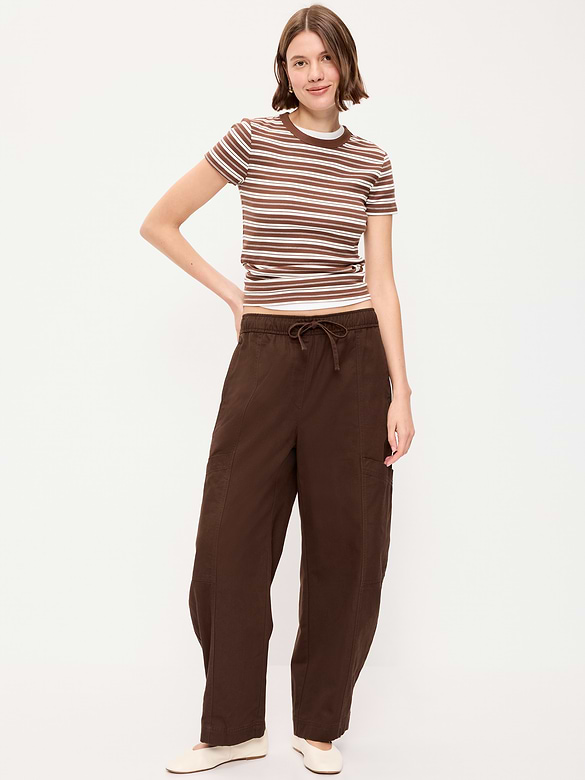 Mid-Rise Barrel-Leg Utility Pants