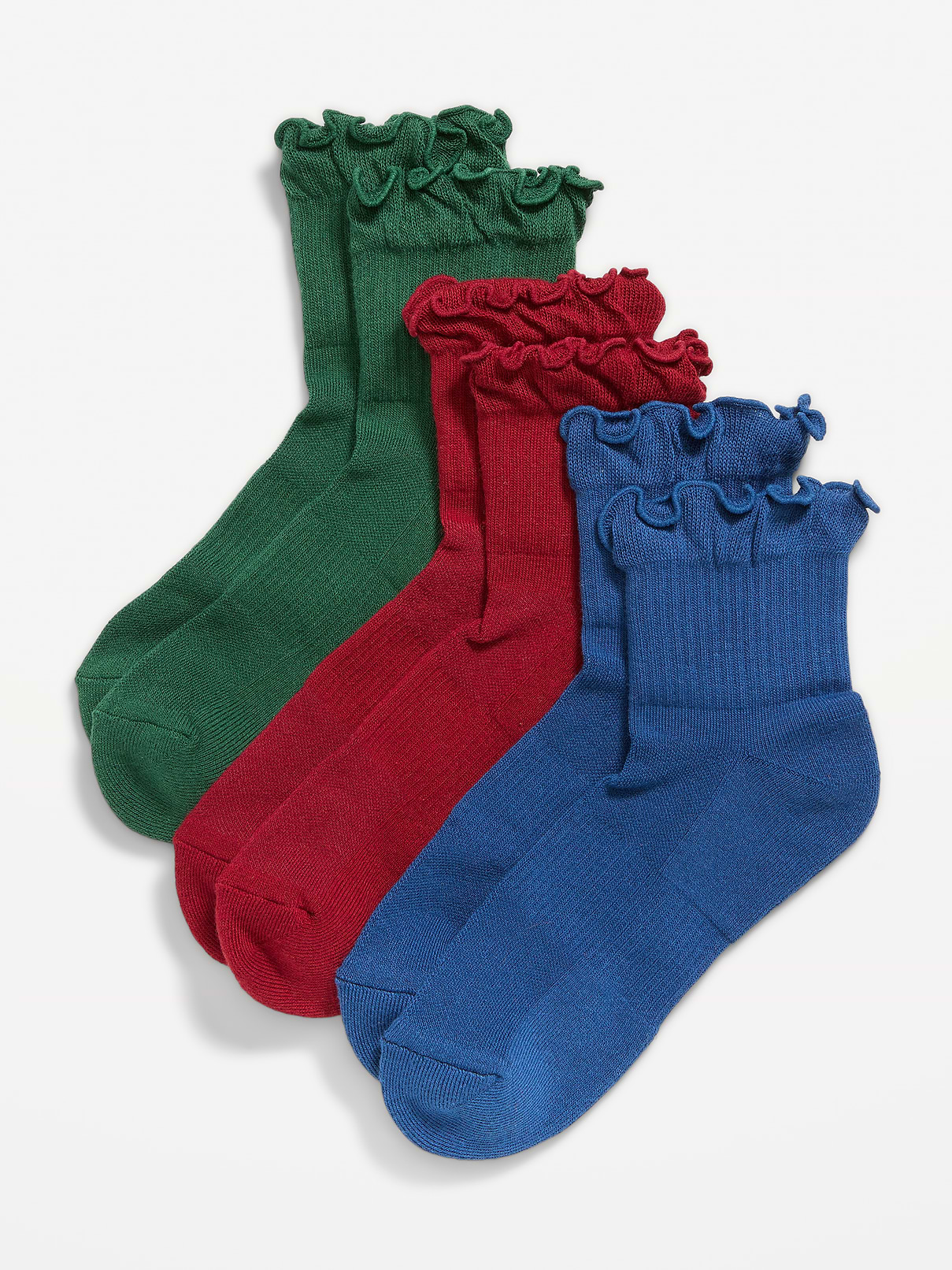 Image number 1 showing, Ruffled Crew Sock 3-Pack for Women