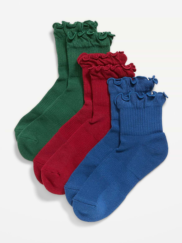 Ruffled Crew Sock 3-Pack for Women