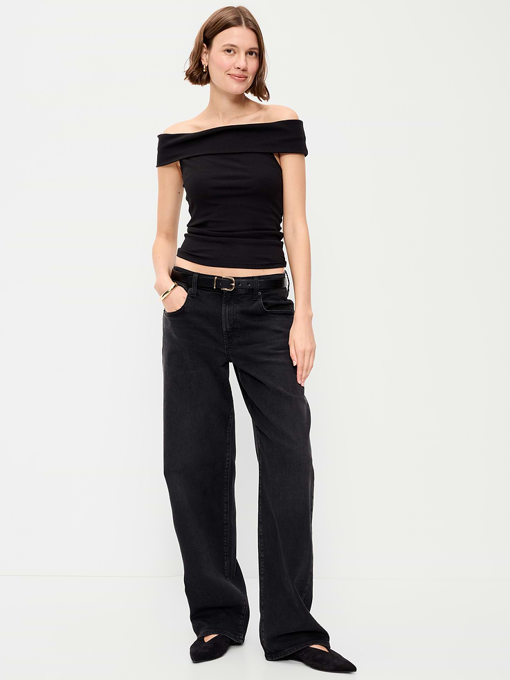 Image number 1 showing, Low-Rise Loose Jeans