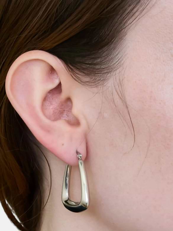Admiral Row Medium Silver Triangle Hoop Earrings