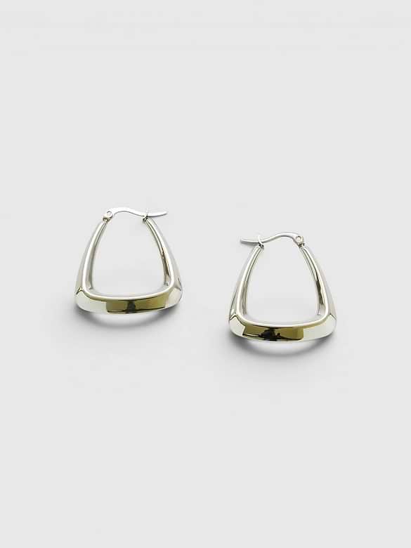 Admiral Row Medium Silver Triangle Hoop Earrings