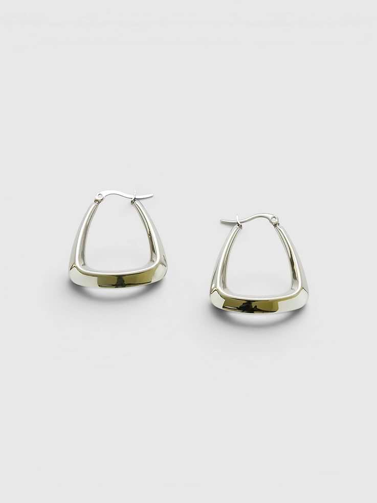 Image number 1 showing, Admiral Row Medium Silver Triangle Hoop Earrings