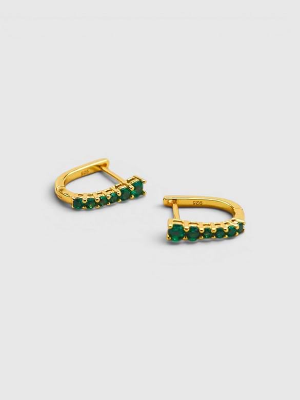 Admiral Row Green CZ Huggie Hoop Earrings