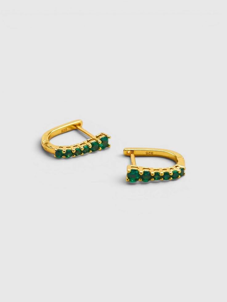 Image number 1 showing, Admiral Row Green CZ Huggie Hoop Earrings