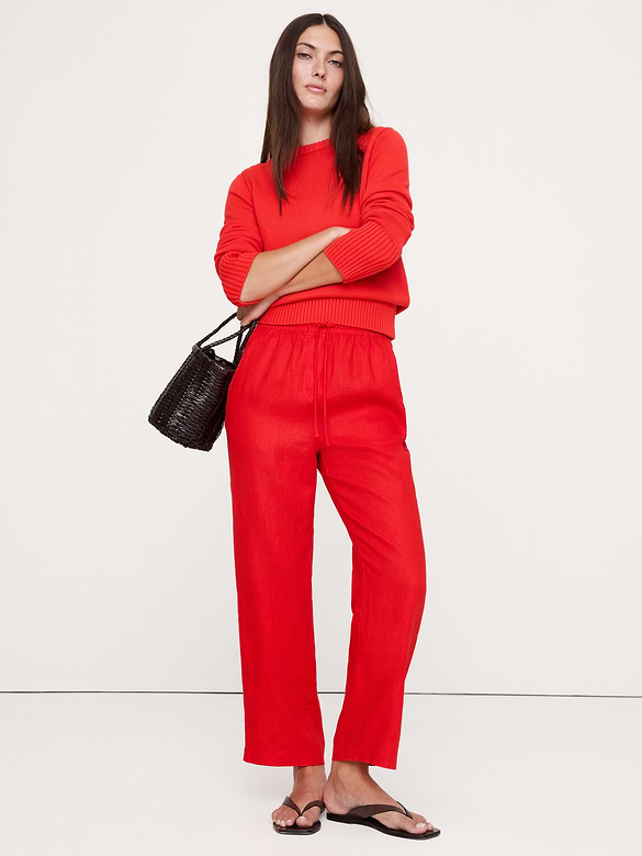 The Getaway Straight-Leg Pull-On Pant in Linen