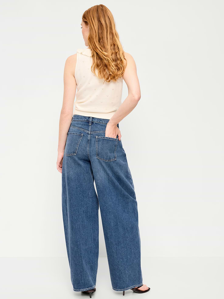 Image number 3 showing, High-Waisted Rounded Wide-Leg Barrel Jeans