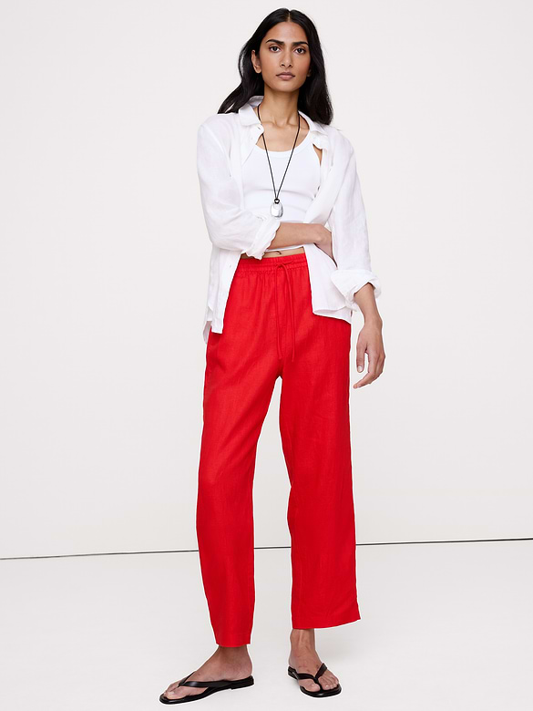The Getaway Straight-Leg Pull-On Pant in Linen