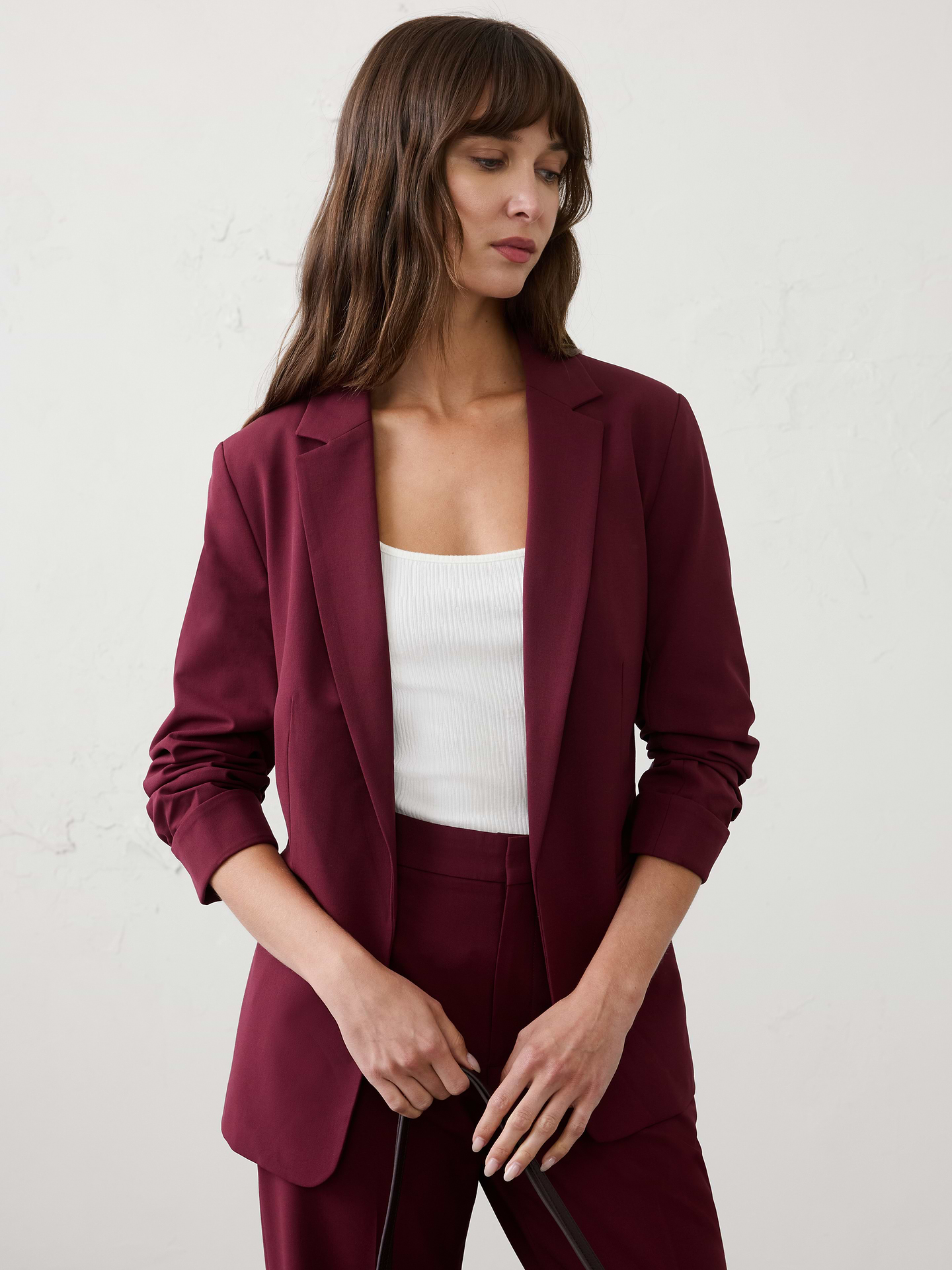 Image number 1 showing, Sculpted Stretch Ruched-Sleeve Blazer