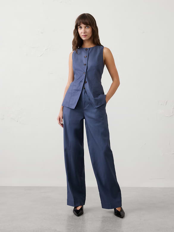 Straight High-Rise Twill Pant