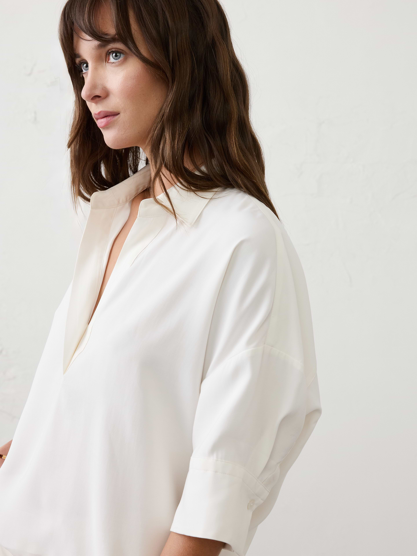 Image number 3 showing, Drapey Twill Collared Popover Top
