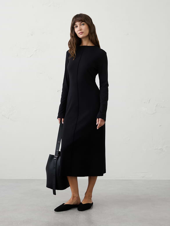 Cozy Ribbed Knit Midi Dress