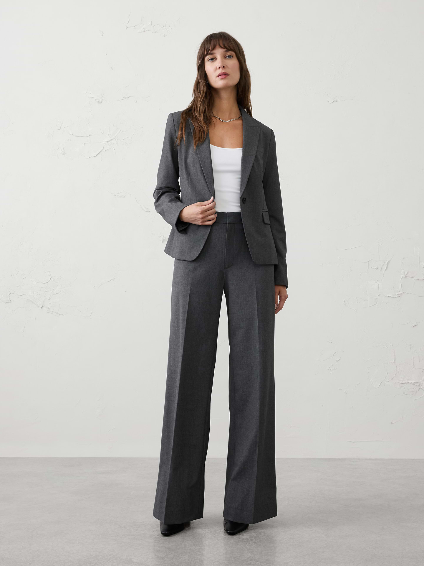 Image number 1 showing, Wide-Leg High-Rise Sculpted Trouser