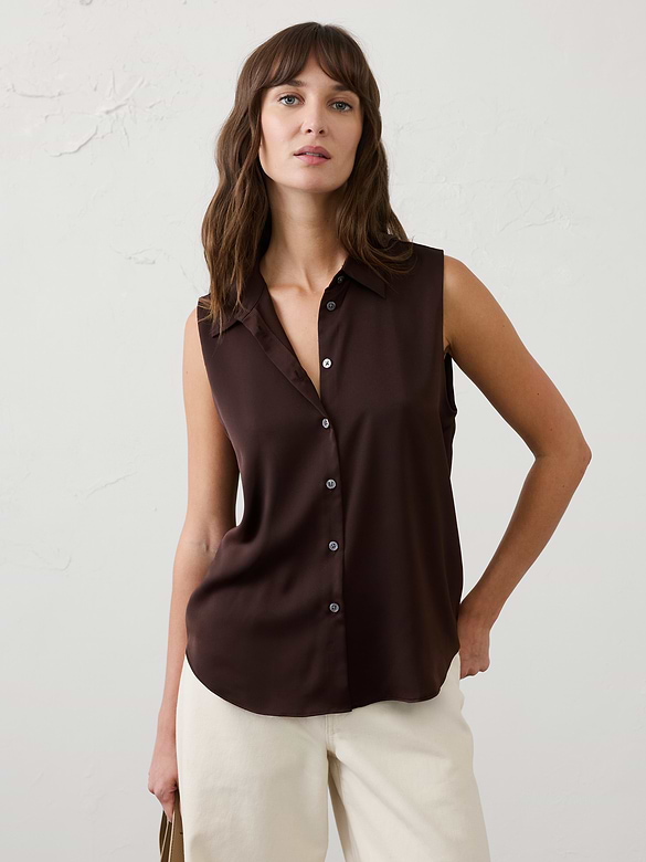Silky Collared Top