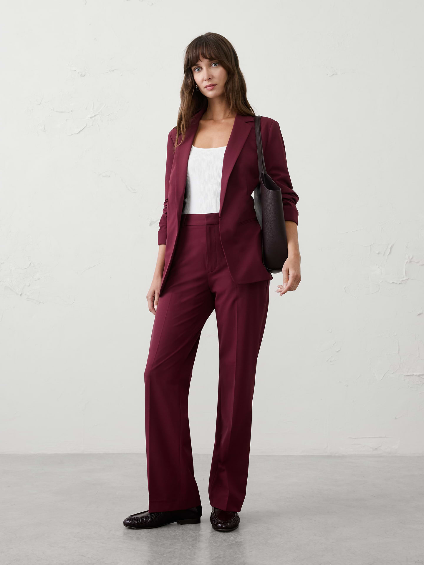 Image number 1 showing, Straight High-Rise Sculpted Trouser