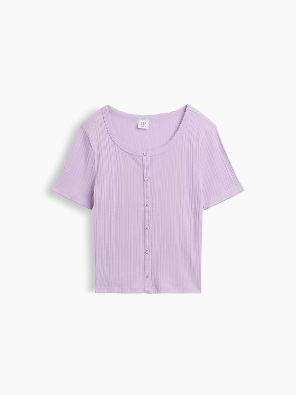 Kids Ribbed Button-Front Top