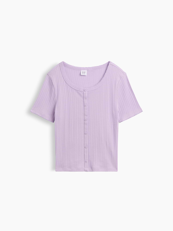 Image number 1 showing, Kids Ribbed Button-Front Top