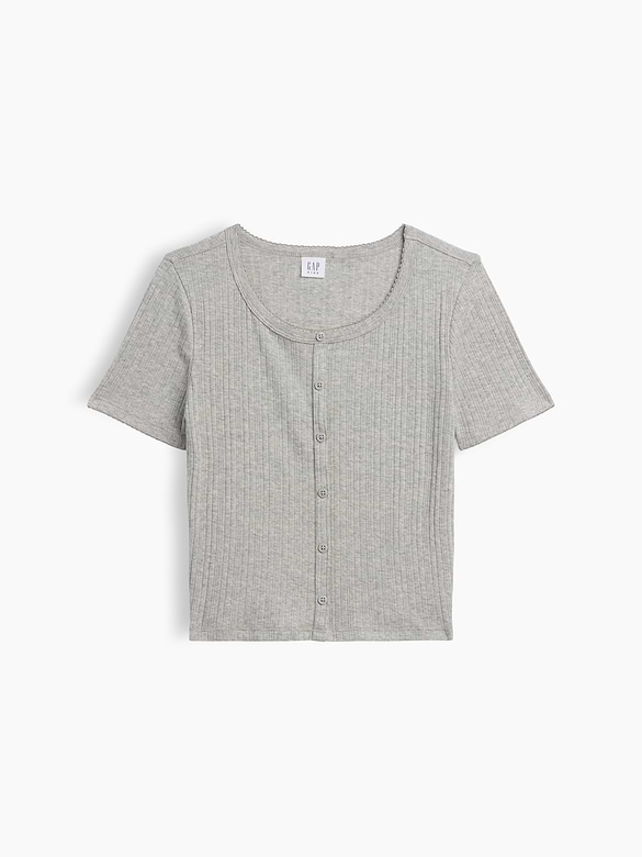 Kids Ribbed Button-Front Top