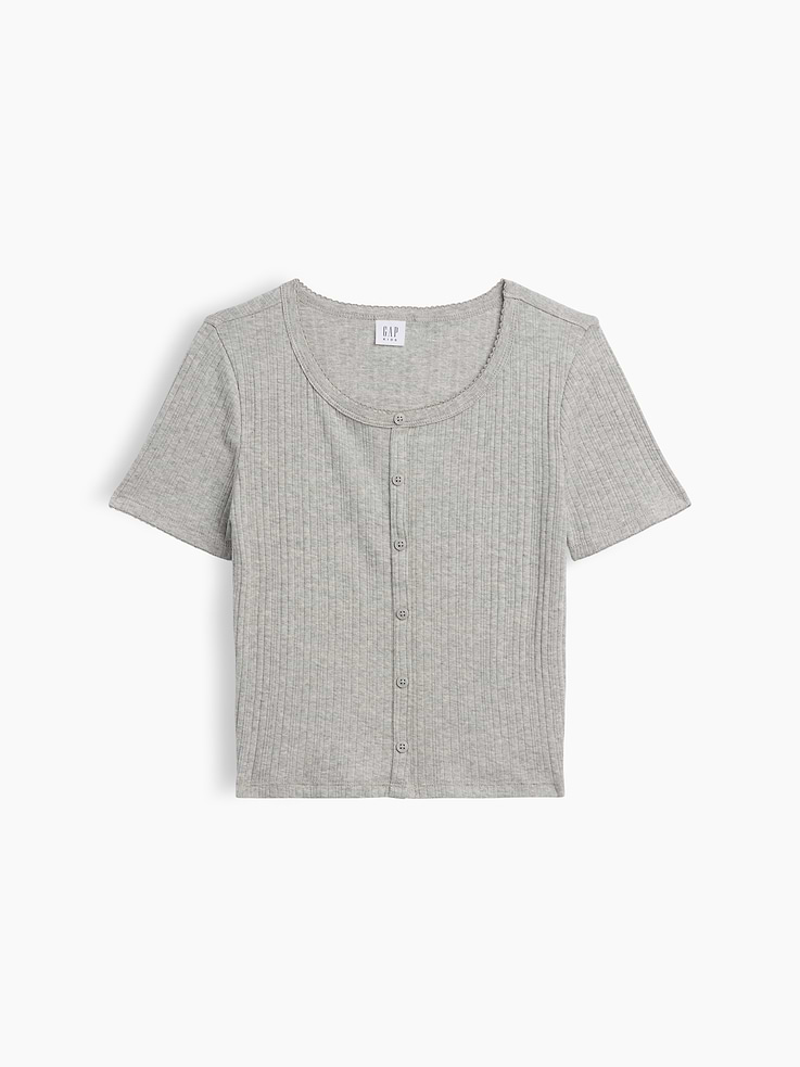 Image number 1 showing, Kids Ribbed Button-Front Top