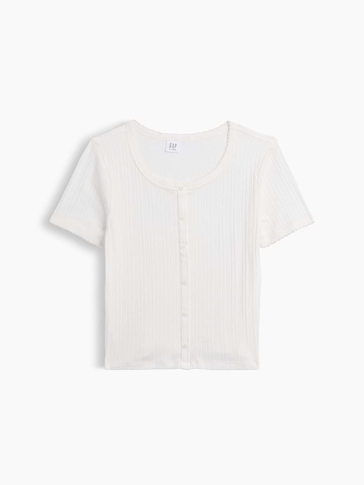 Image number 1 showing, Kids Ribbed Button-Front Top