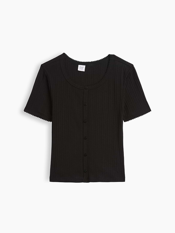 Kids Ribbed Button-Front Top